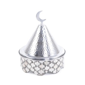 Pot de service au chocolat et aux fruits secs de 8 pouces avec couvercle en aluminium et plat de service intérieur en acier avec pot en bois avec vadrouille - Product Image 3