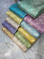 Tissu jacquard brodé en soie 100% biologique de luxe, imprimé avec des motifs complexes en zari, écologique, pour robes de mariée et tenues de cérémonie pour filles