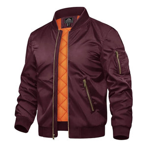 Personalizado al por mayor poliéster satén a prueba de viento chaqueta de bombardero de alta calidad chaquetas de bombardero hombres chaqueta de bombardero de satén - Product Image 1