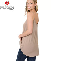 Tunique débardeur femme à fines bretelles, col double, coupe ample, chemisier formel fluide et doux, long sans manches, été, effet délavé, grande taille