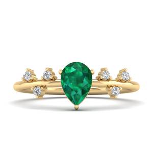 Bague en argent sterling 925 de conception exclusive REYES, pierre précieuse émeraude taille poire de 0,75 carat avec moissanite, vente en gros de bijoux fins - Product Image 6