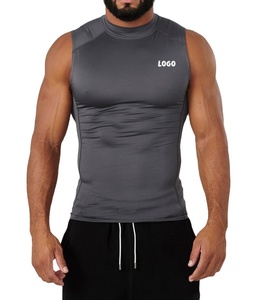 Débardeurs de sport sans manches pour hommes, personnalisés, à col montant, en polyester et élasthanne, de qualité supérieure, pour la gym et le fitness - Product Image 1