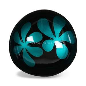 Bol en noix de coco fait à la main, laque, incrustation de nacre, décoration naturelle écologique pour la maison - Product Image 3