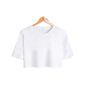 Wholesale Women OEM Custom Blank Plain Top Quality <b>Cropped</b> Graphic Logo <b>Fitted</b> Cotton women crop top <b>t</b>-<b>shirt</b> - Product Image 3
