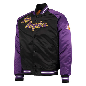 แจ็คเก็ตบอมเบอร์ผ้าซาตินไซส์ใหญ่สำหรับฤดูหนาว ขายส่ง แฟชั่นหรูหรา สไตล์วิทยาลัย ปักโลโก้ ผ้าไหม บริการ OEM สำหรับผู้หญิงและผู้ชาย - Product Image 4