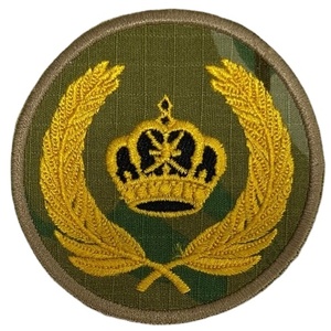 Insignias bordadas a mano con hilo dorado Lauren de WOK Industries, parches de tela hechos a máquina, insignias tácticas con bordado dorado. - Product Image 1