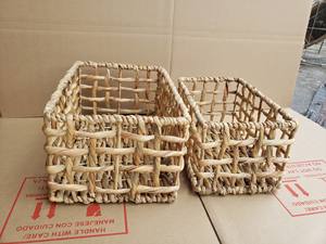 Meilleur ensemble de 2 pièces confortable jacinthe d'eau panier de rangement organisateur pour blanchisserie organisation décoration de la maison - Product Image 4