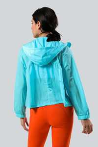 Sweat à capuche froncé à fermeture éclair pour femmes, protection UV, anti-rides et respirant, dernière collection blanchie Aqua - Product Image 3