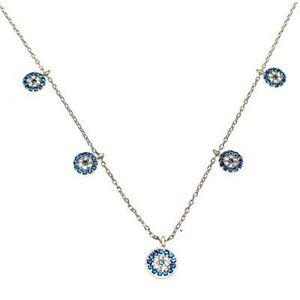 Collar de Plata de Ley 925 con Amuleto de Ojo Turco y Piedra Azul Blanca con Engaste de Bisel, Ideal para Regalo - Product Image 2