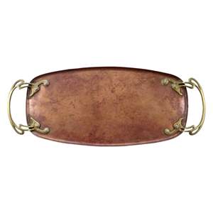 Home Hotel Restaurant Hammered Design <b>Black</b> Powder Coated Copper Metal Rounded <b>Tray</b> Food and Dessert Serving <b>Tray</b> - Product Image 4