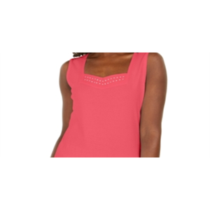 Karen Scott Top corto da donna casual con borchie e scollo a cuore, traspirante, senza spalline, colore corallo, taglia unica (XS) - Product Image 2