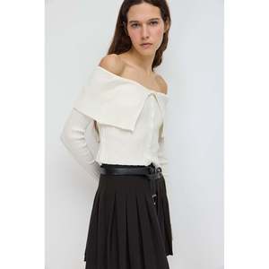 Haut en tricot en viscose/polyester à épaules dénudées, respirant, décontracté, pour femmes, pour l'automne/l'hiver - Product Image 1