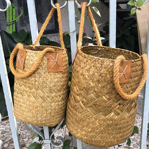 Handmade Eco-Friendly Seagrass Storage <b>Basket</b> Woven <b>Straw</b> Planter Pot Made in Vietnam Ready to Ship - Product Image 1