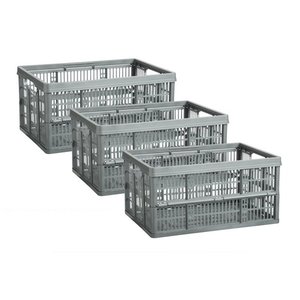 Blue Stackable PP Foldable Plastic <b>Crate</b> Collapsible <b>Storage</b> Basket Perforated Transport Bin with Lid for Food and Beverage - Product Image 4