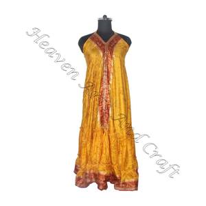 SD001 Wholesale Bohemian Elegant Vintage Sari Maxi <b>Dress</b> <b>for</b> Women V-Neck Casual Beach Hippie Loose <b>Summer</b> Party Wear <b>for</b> <b>Girls</b> - Product Image 5