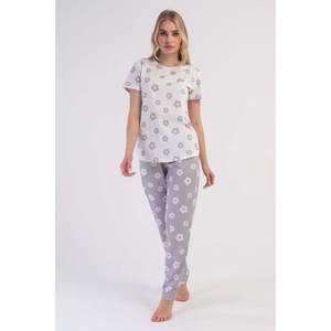 KADIN P.SUPREM O YAKA KISA KOL ETEGI OVAL CEPLI PIJAMA TAKIM - เครม - เครม - Product Image 1