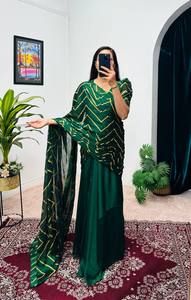 Vêtements indiens et pakistanais robe Saree en 2 motifs robe de mariée Saree pour femmes et filles à prix abordable - Product Image 4