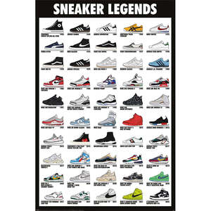 Modern Style Sneaker Legends <b>Poster</b> Black <b>Frame</b> Wall Decor Paper Art - Product Image 1