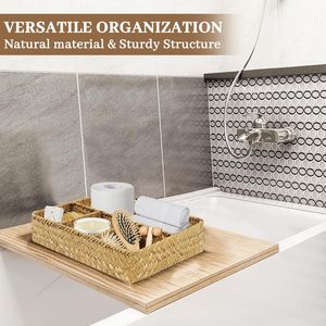Paniers de rangement en rotin en osier tissé à la main organisateurs de tiroirs divisés élégants pour armoire Table basse stockage de papier toilette - Product Image 2