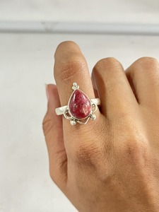 Bague en argent massif 925 pour femme avec poire taillée rose Thulite pierre précieuse larme bijoux pour cadeaux d'anniversaire bague Thulite - Product Image 3