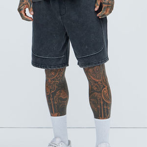 Pantalones cortos de lona lavados negros ecológicos sólidos de High Street con estilo para ropa informal de verano - Product Image 1