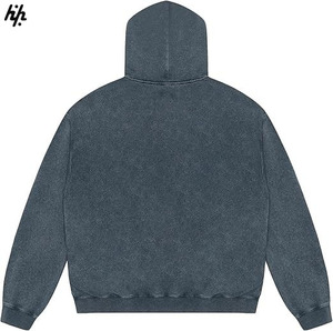 Sudadera con capucha de algodón de alta calidad con lavado ácido Jersey holgado con bolsillo de canguro con logotipo personalizable para la moda callejera - Product Image 2