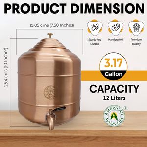 Réservoir de stockage d'eau en cuivre pur à 100 %, robinet en acier inoxydable - Product Image 4