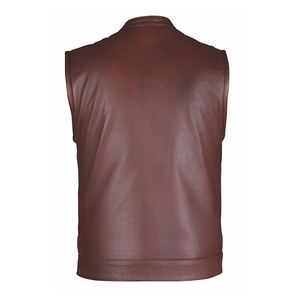 Gilet en cuir de vache véritable noir pour homme, style vintage, automne, col montant, fermeture à boutons recouverts, qualité pure - Product Image 6