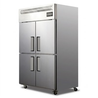 Congelador Vertical Comercial de Acero Inoxidable de Doble Puerta para Cocina de Restaurante, Gabinete de Almacenamiento de Alimentos Congelados