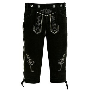 Pantalones Lederhosen Negros para Hombre, Listos para Enviar, Tradicionales Bávaros, de Cuero Genuino, Bordados, Rectos, Resistentes, en Varias Tallas - Product Image 2