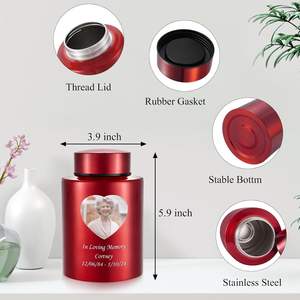 Photo Urnes de crémation personnalisées pour cendres humaines Mémorial funéraire personnalisé en acier inoxydable 5.9 pouces Souvenir décoratif moyen - Product Image 2