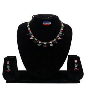 Designer Artificial <b>Diamond</b> <b>Necklace</b> And Earrings Set For Women With Cz Stones For Bridal Wear Engagements And Celebrations - Product Image 4