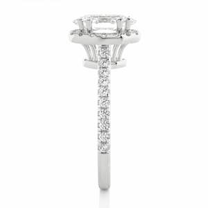 Oval Cut Prong <b>Set</b> Halo Lab Diamond Engagement <b>Ring</b> <b>For</b> <b>Women</b> - Product Image 4
