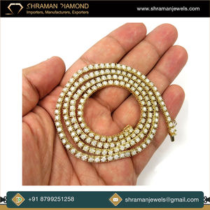 Fabricante indio de buena calidad 10K chapado en oro 1,79 CTS y 27,06 gramos Moissanite Diamond Tikkali Chain - Product Image 6