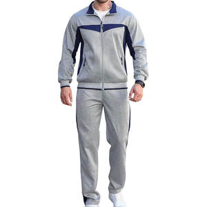 ชุดวอร์มลำลองแขนยาวสีเทาสำหรับผู้ชาย, ชุดวอร์มสีพื้นมีกระเป๋าข้าง - Product Image 1