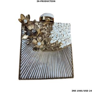 Handmade Designer Evening <b>Bag</b> with Mother of Pearl & Brass Sophisticated <b>Clutch</b> <b>for</b> <b>Weddings</b> Festive Events & Outfits - Product Image 3