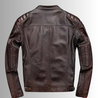 Veste en cuir véritable personnalisée pour hommes Manteau de motard marron vintage en peau de mouton et peau de vache coupe ajustée, veste de moto d'hiver chaude