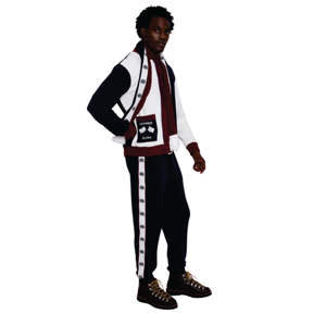 Navy Apres Ski Cabana Jacket Chaqueta unisex versátil con un sol audaz y un emblema de esquís Bordado de pendiente para principiantes y Premium - Product Image 2