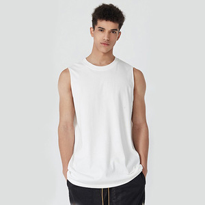T-shirts de fitness d'été personnalisés pour hommes ensemble de chemises sans manches 100% coton avec design uni vêtements de sport décontractés avec propre logo style formel - Product Image 5
