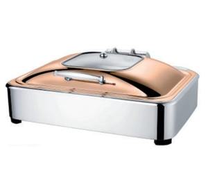 Vente à forte demande, couvercle rectangulaire pour réchaud à buffet SS, or rose, 10L, couvercle élégant conçu pour réchaud à buffet rectangulaire de 10L. - Product Image 1