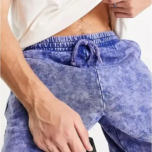 Shorts décontractés pour hommes 2023 en toile unie délavée à l'acide, avec cordon de serrage, taille élastique, respirants, pour l'été, avec poches - Product Image 3