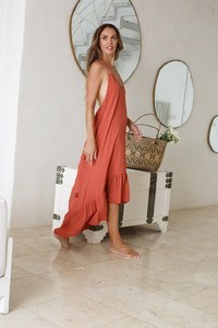 Bohème femmes dos nu dames Maxi robes 100% rayonne sans manches été ample Sexy dos nu Maxi pour les femmes - Product Image 3