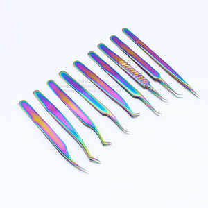 Pinzas profesionales de Extensión de pestañas de acero inoxidable de 90 grados con puntas de fibra sólida Sky Blue Beauty Producto sostenible - Product Image 2