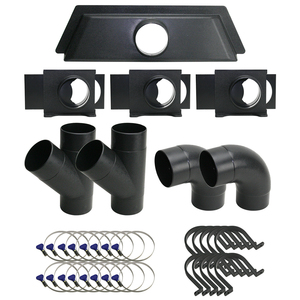 Kit de démarrage pour système de collecte de poussière avec balai à poussière manuel en plastique réutilisable de 4 pouces, raccords en Y, coudes et vannes d'évacuation pour atelier et garage - Product Image 1