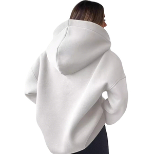Fourniture OEM Sweat à capuche surdimensionné pour femmes 100% coton Matériau respirant Logo personnalisé Impression épaule tombante solide - Product Image 2