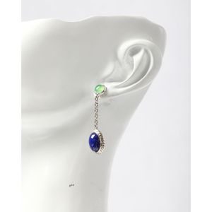 Boucles d'oreilles en cristal de lapis-lazuli et de chrysoprase - Product Image 2