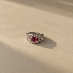Bague Halo en CZ rose, style vintage, plaquée rhodium, bijoux de mode - Product Image 3