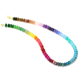 Beautiful Multi <b>color</b> Gemstone smooth rondelle <b>Beads</b> Necklace, Natural 7-8mm rainbow Disco <b>color</b> <b>beads</b> necklace, colorful jewel - Product Image 3