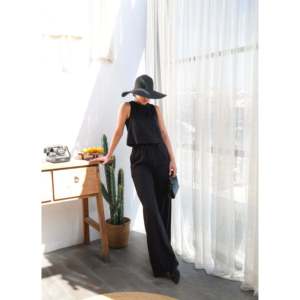 Ensemble deux pièces chemisier et pantalon - Noir - Product Image 1