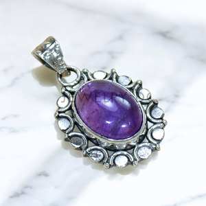 Authentic Silver <b>Amethyst</b> Pendant Minimalist 925 Sterling Silver Wholesale Price Jewelry - Product Image 2